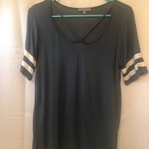 Teal varsity stripe basic tee